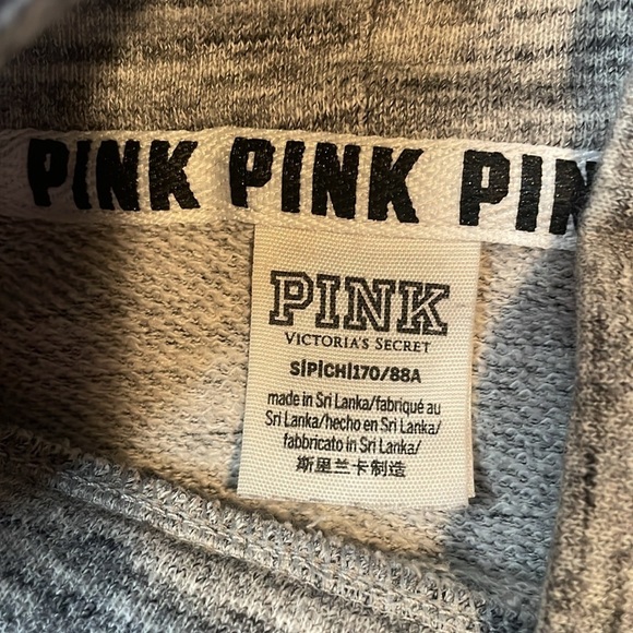 PINK‎ Victoria’s Secret High Neck Pullover Gray Sweatshirt Size Small - Picture 3 of 6